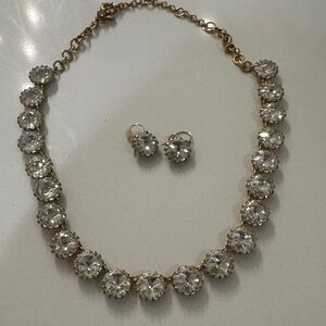 Jcrew Necklace and matching earrings in gold and crystal